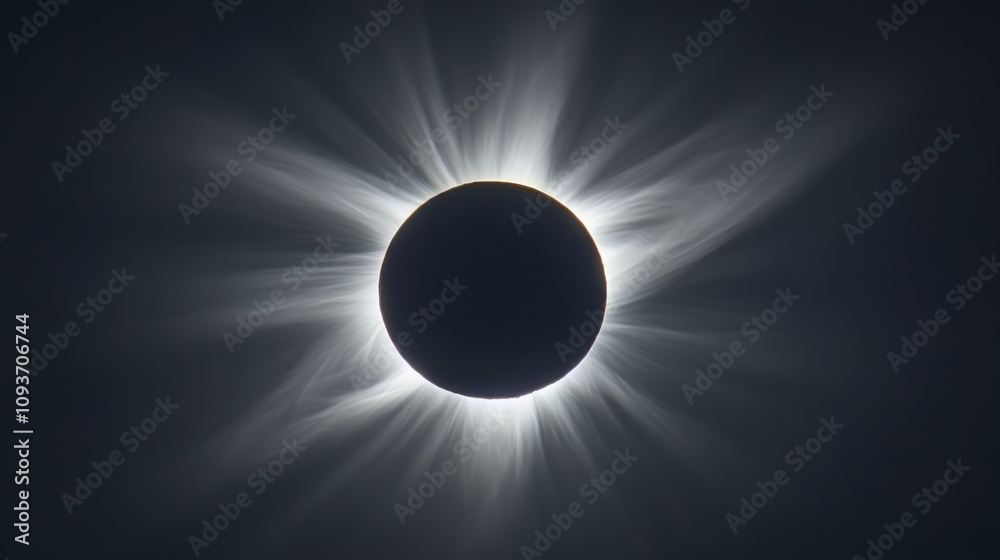 A total solar eclipse with the sun's corona radiating outward in a stunning display of celestial beauty. A total solar eclipse with the sun's corona radiating outward in a stunning display of celestial beauty.