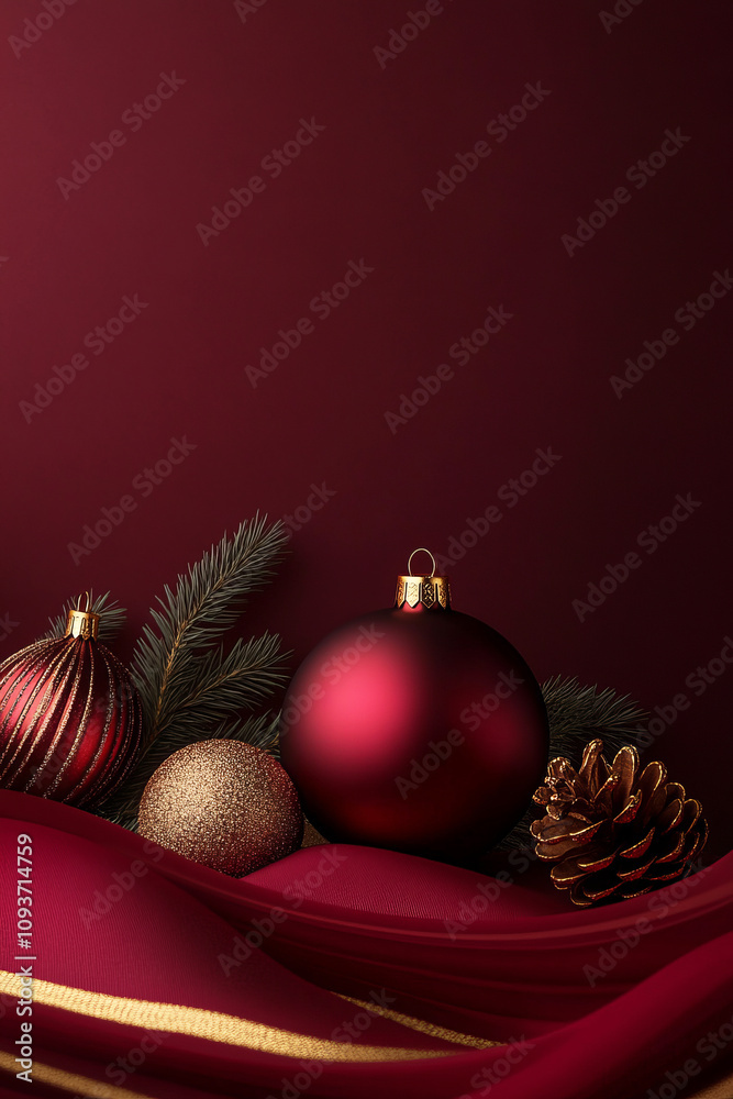 modern minimalistic mobile wallpaper for Christmas in burgundy color