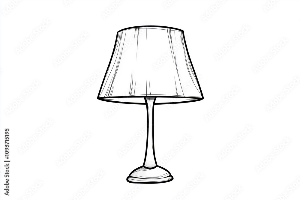 Line art of a table lamp with a lampshade Line art of a table lamp with a lampshade