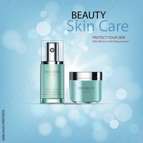 Cosmetic product ad Perfume bottle vector illustration.