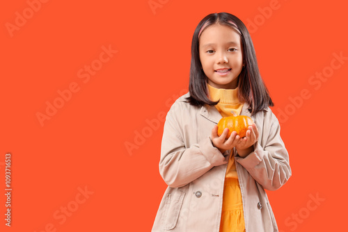 Cute little happy Asian gir...