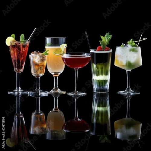 Wallpaper Mural Set of various cocktails with on black background Torontodigital.ca