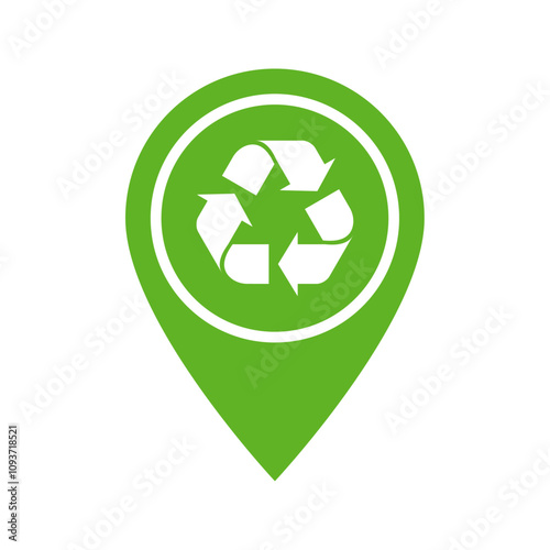 Green recycle location icon for glass waste