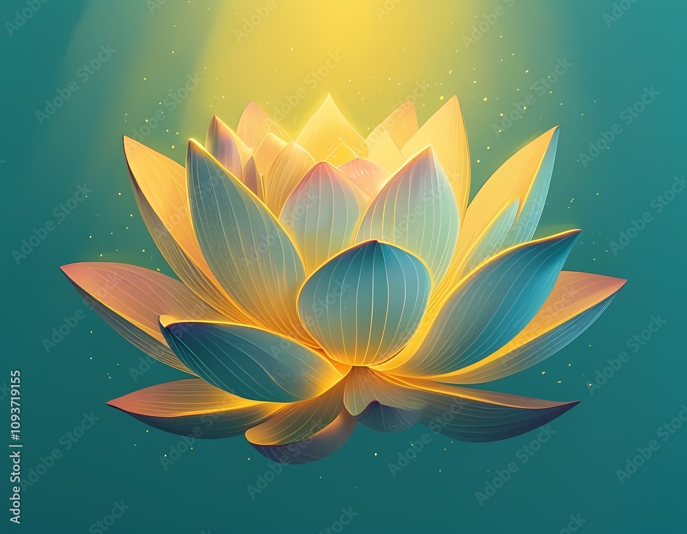 Vibrant 3d lotus flower logo on a dark background
