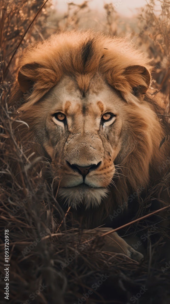 Powerful Lion in the Wild. Close-up Powerful Lion in the Wild. Close-up