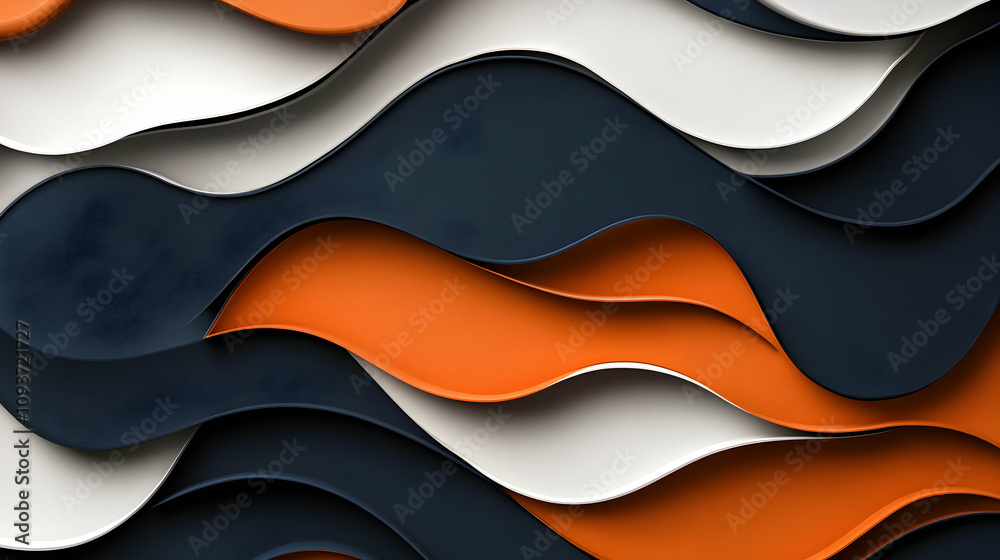 Abstract Wavy Background with Curved Shapes and Vivid Colors Creating a Modern Artistic Design for Creative Projects and Digital Media Applications