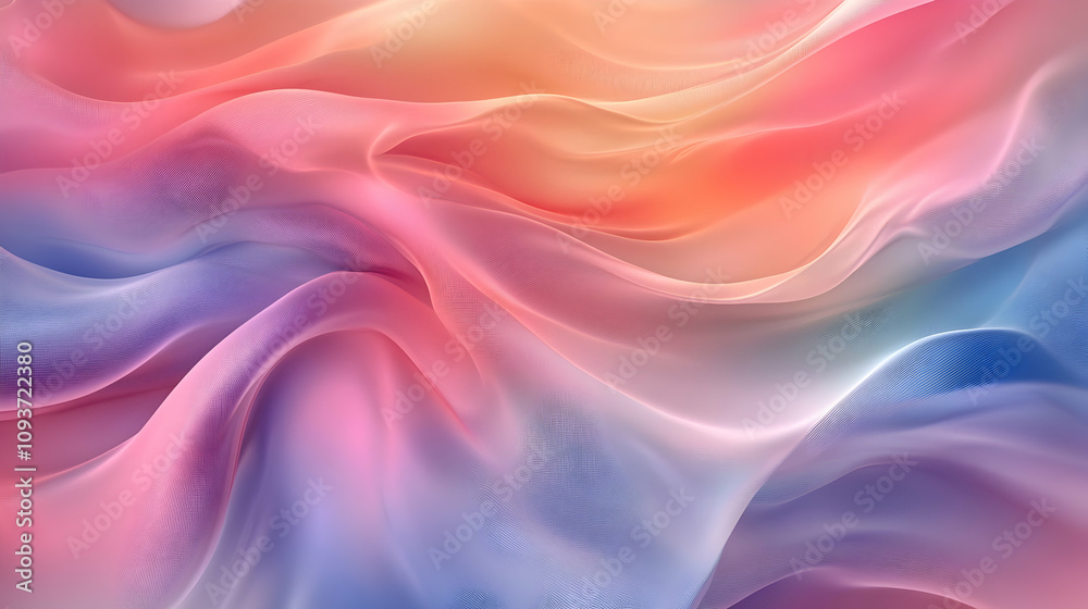 Soft Waves of Colorful Silk Fabric Gently Flowing with Warm Pastel Hues, Creating a Serene and Dreamy Abstract Background for Various Design Projects Soft Waves of Colorful Silk Fabric Gently Flowing with Warm Pastel Hues, Creating a Serene and Dreamy Abstract Background for Various Design Projects
