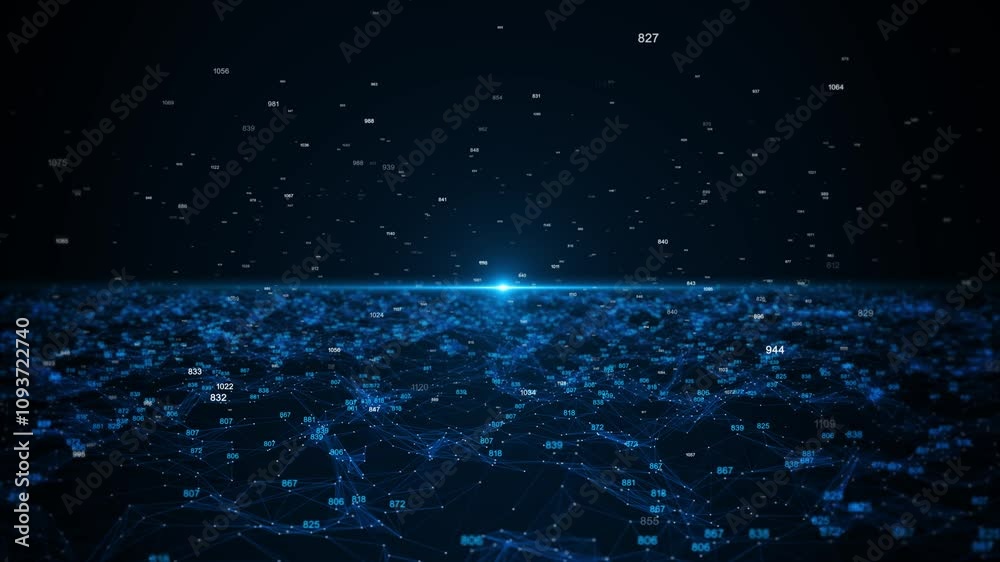 Modern computer technology concept deep learning data mining machine learning ai and artificial intelligence. Deep Space data Mining digital data stream. Frame Grid Data flowing digital space tunnel