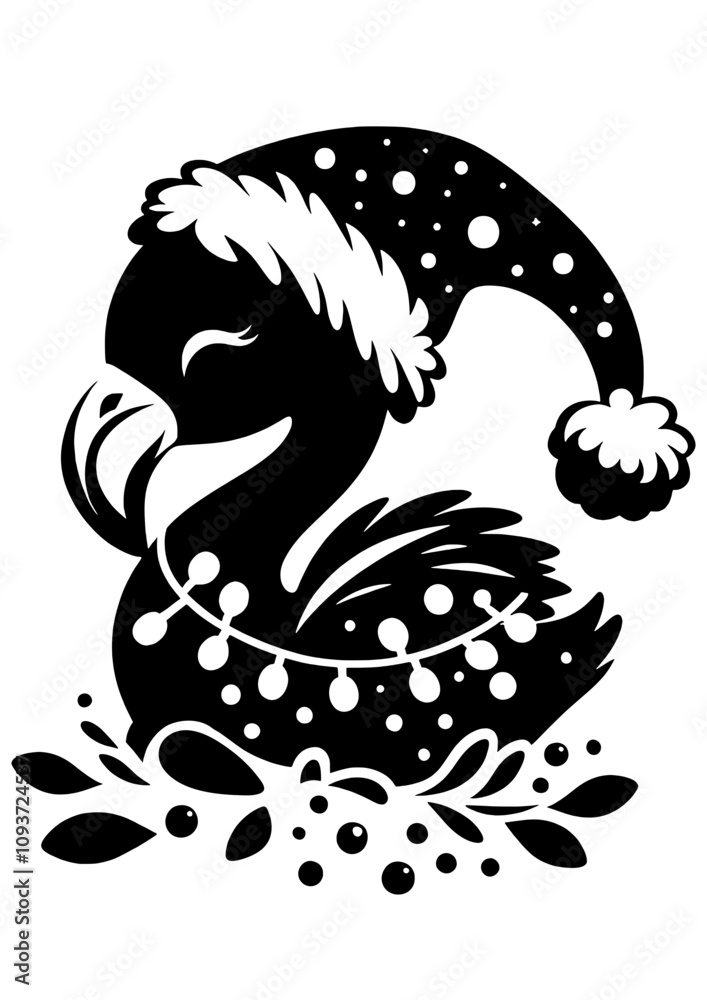 Obraz premium Christmas Flamingo SVG Vector Silhouette 