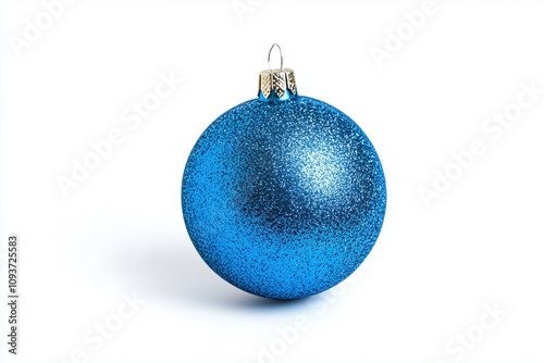 Close-up of a sparkling blue ornament for Christmas