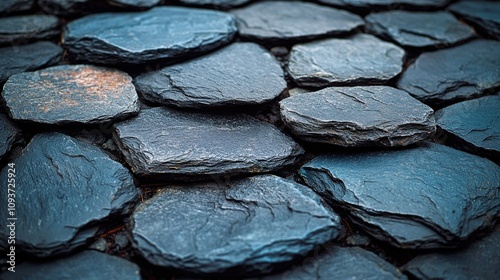 Natural slate stones creating a rustic pathway photo