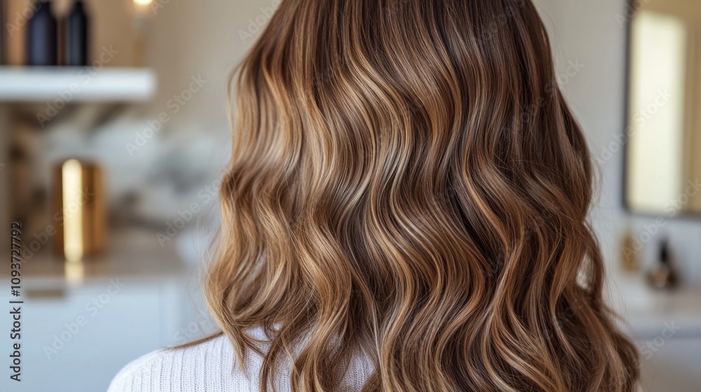 Fototapeta premium beautifully styled wavy hair with natural highlights