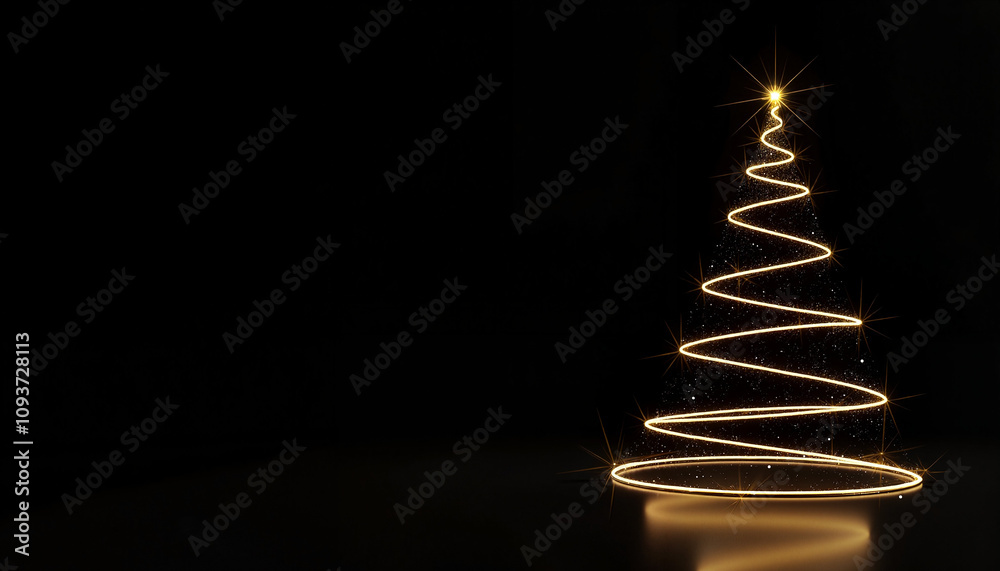 Glowing spiral Christmas tree on dark background Glowing spiral Christmas tree on dark background