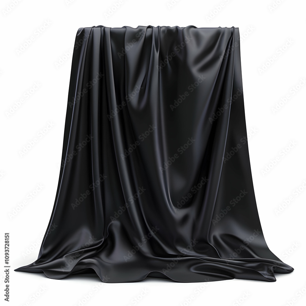 Luxurious Black Satin Drapery with Soft, Flowing Creases Captured in a Studio Setting for Elegant Backgrounds or Artistic Displays Luxurious Black Satin Drapery with Soft, Flowing Creases Captured in a Studio Setting for Elegant Backgrounds or Artistic Displays
