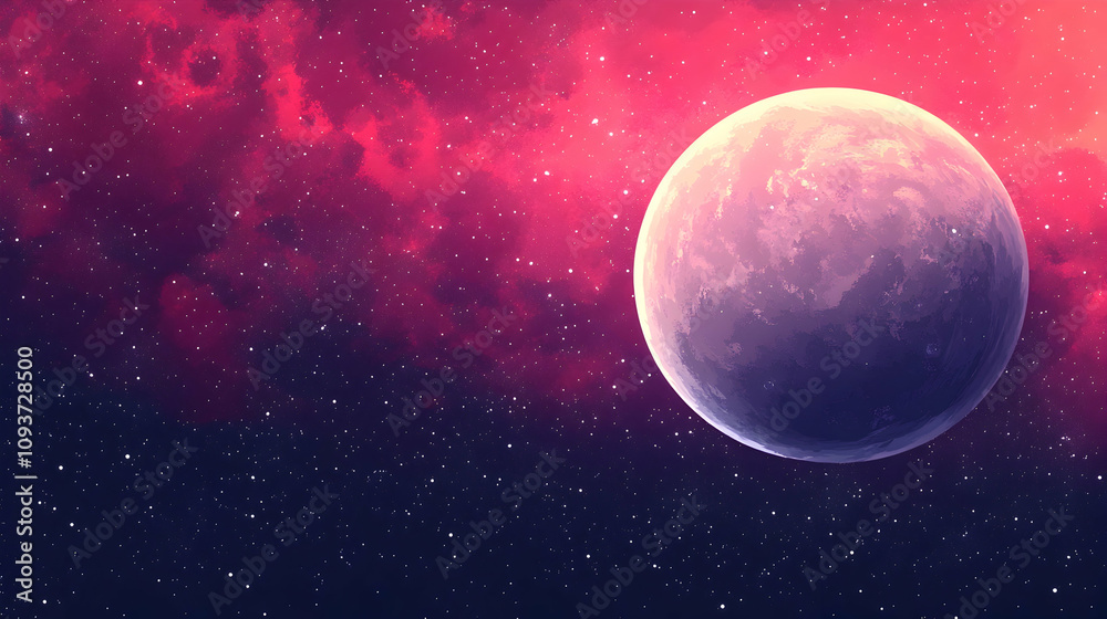 Stunning Cosmic Scene Featuring a Celestial Body Against a Vivid Nebula with Brilliant Stars and a Colorful Background for Space and Astronomy Projects Stunning Cosmic Scene Featuring a Celestial Body Against a Vivid Nebula with Brilliant Stars and a Colorful Background for Space and Astronomy Projects