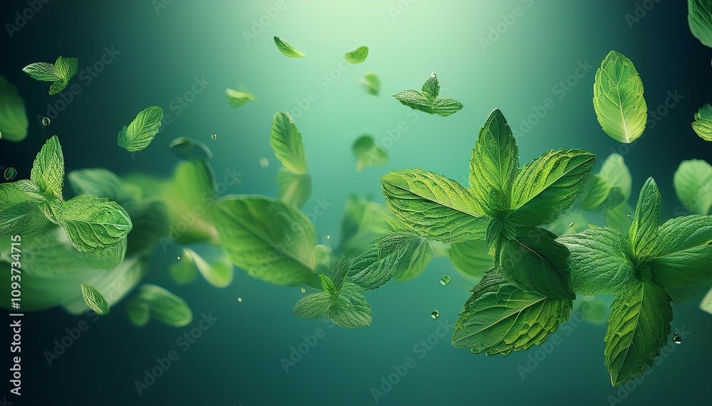 mint leaves floating in mid air generative ai mint leaves floating in mid air generative ai