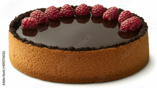 Delicious Chocolate Raspberry Tart with a Smooth Glossy Ganache Topping and Fresh Raspberries on a Brown Cookie Crust Ready to Satisfy Your Sweet Tooth