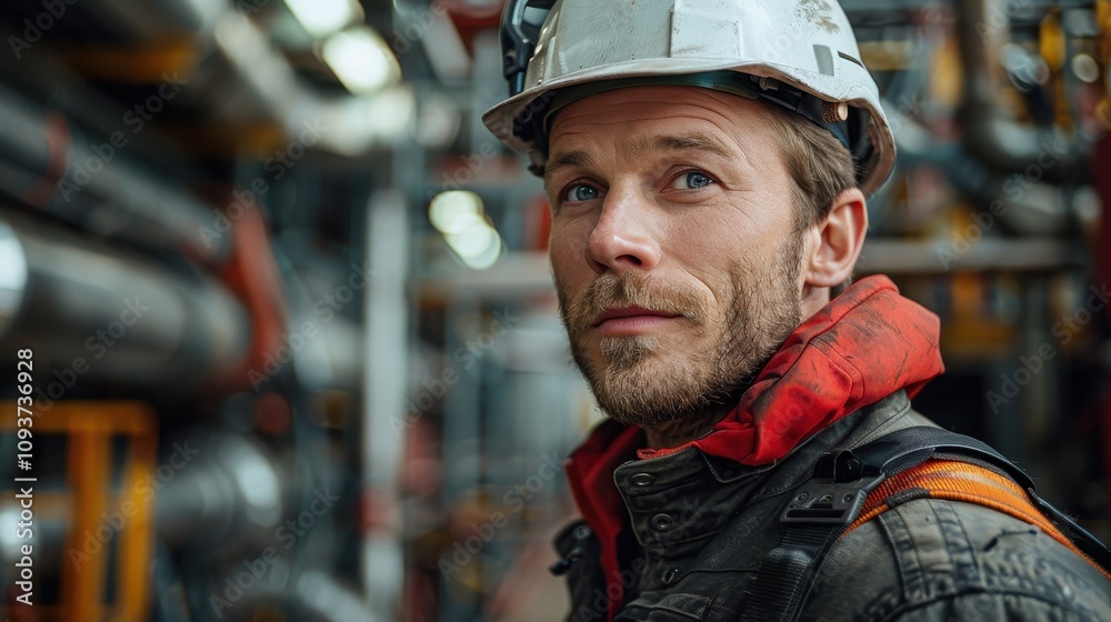 Working hard in an industrial facility, a dedicated worker showcases determination and focus. Generative AI Working hard in an industrial facility, a dedicated worker showcases determination and focus. Generative AI