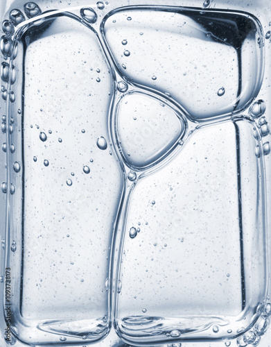 Clear cosmetic gel serum oil bubble texture Hyaluronic skin care moisturizer product sample with bubbles macro