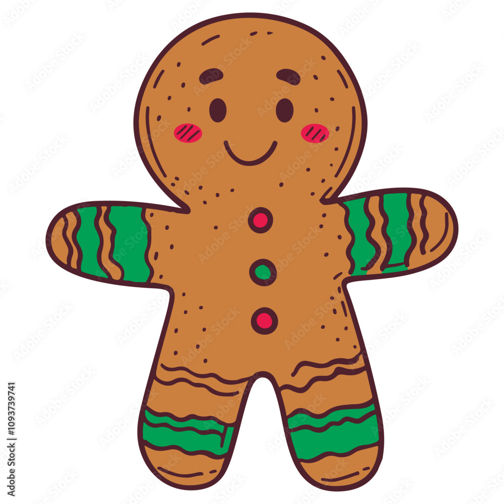 Fototapeta premium Cartoon Gingerbread Man Illustration