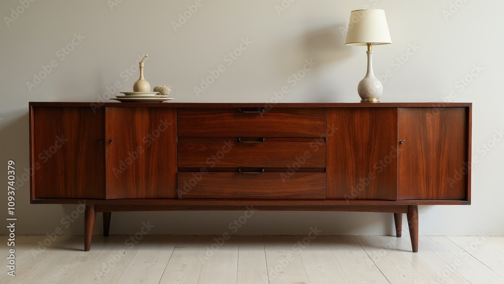 Timeless antique retro dresser with curved legs and a sleek, sophisticated design. Timeless antique retro dresser with curved legs and a sleek, sophisticated design.