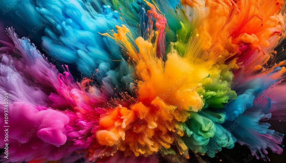 Vibrant explosion of color in a mesmerizing abstract artwork. A symphony of hues creating a dynamic visual experience.