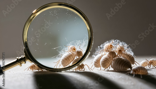 dust mite, magnifying glass, macro