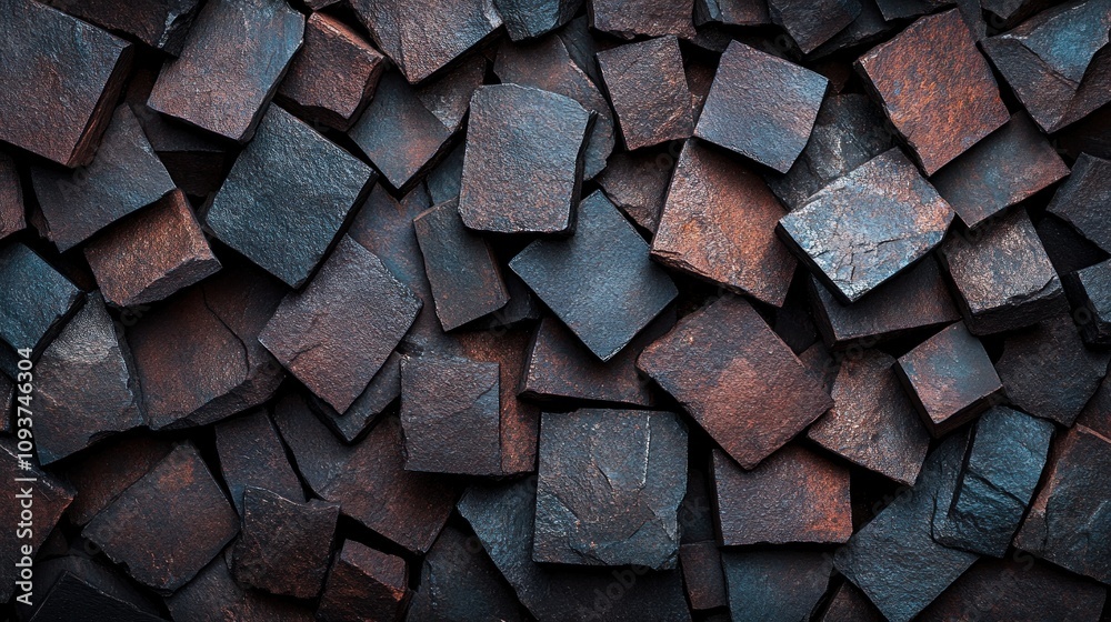 Dark, square stone pieces background. Dark, square stone pieces background.