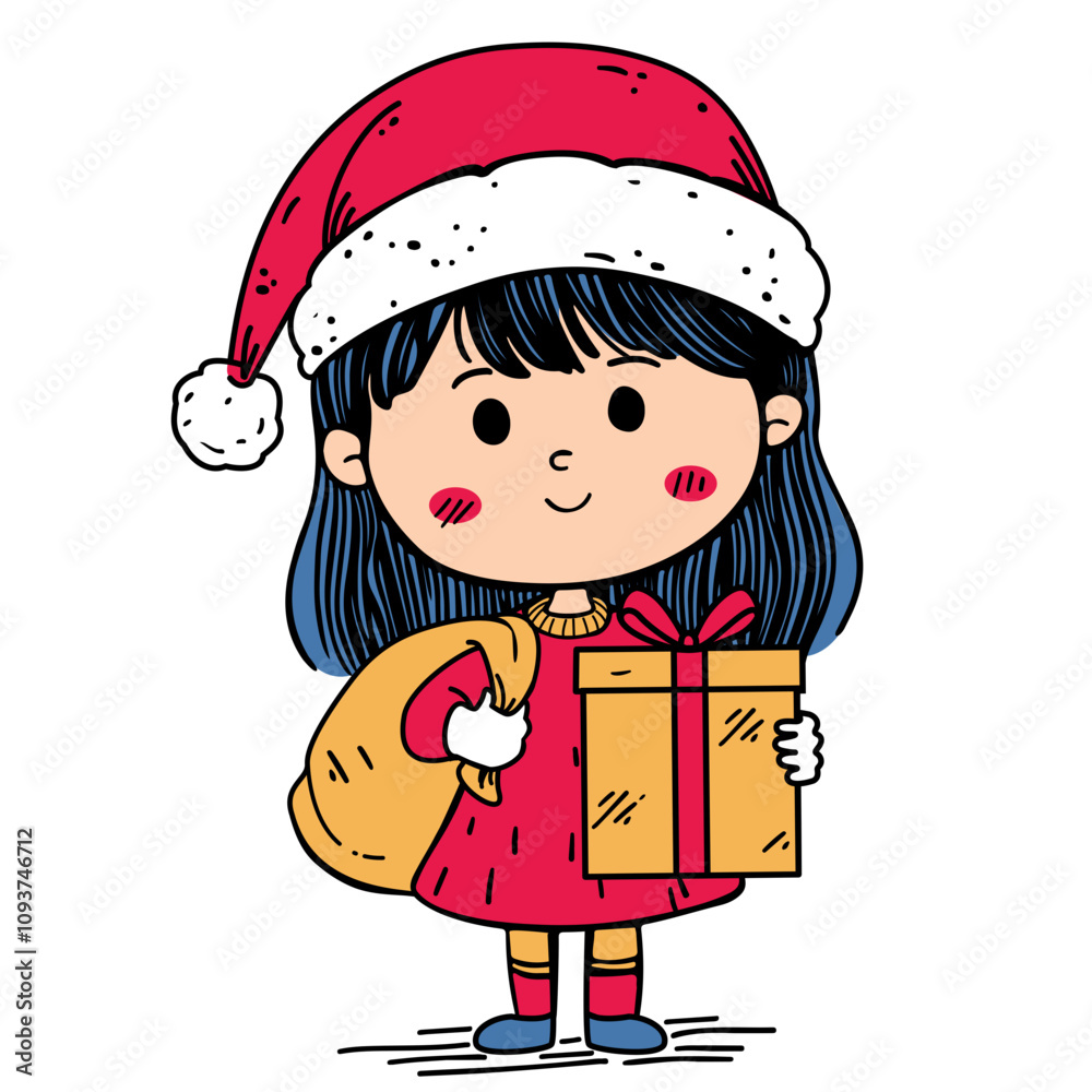 a Smiling Girl Dressed as Santa Claus celebrates Christmas a Smiling Girl Dressed as Santa Claus celebrates Christmas