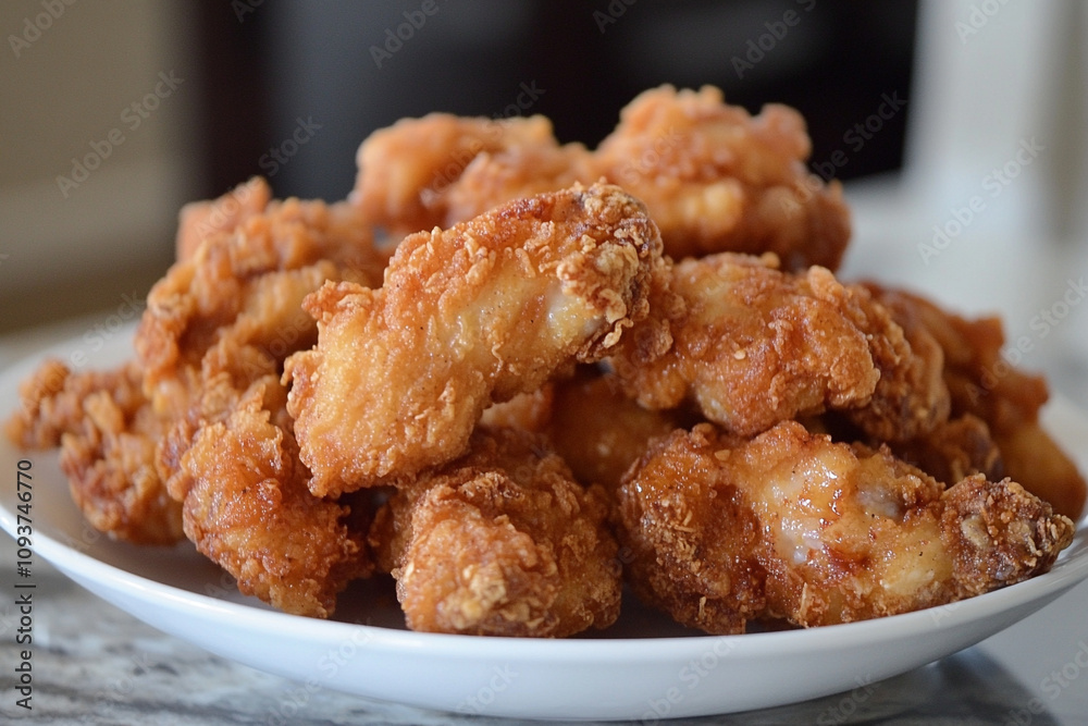 A plate of crispy fried chicken generative AI A plate of crispy fried chicken generative AI