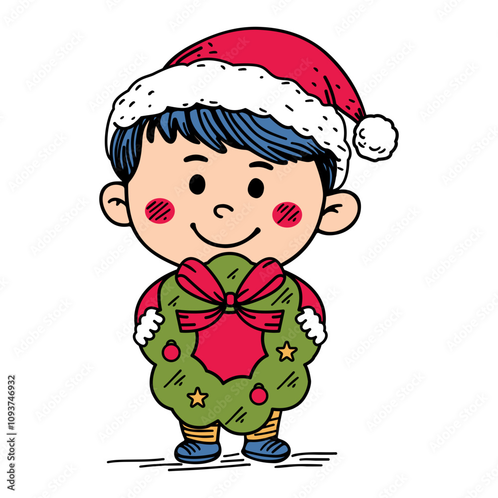a Smiling Boy Dressed as Santa Claus celebrates Christmas a Smiling Boy Dressed as Santa Claus celebrates Christmas