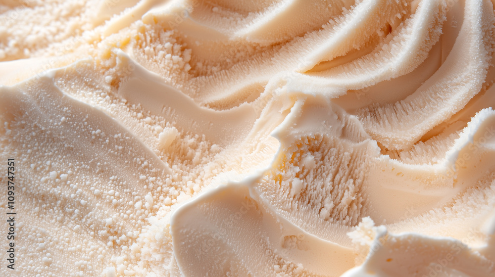 Ice Cream Scoop Close Up with Creamy Texture and Frosty Details Ice Cream Scoop Close Up with Creamy Texture and Frosty Details