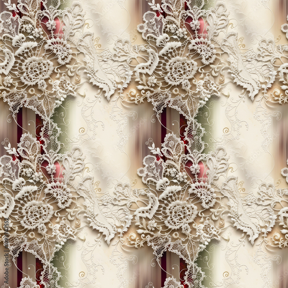 Elegant lace pattern with floral motifs on a soft textured background Elegant lace pattern with floral motifs on a soft textured background