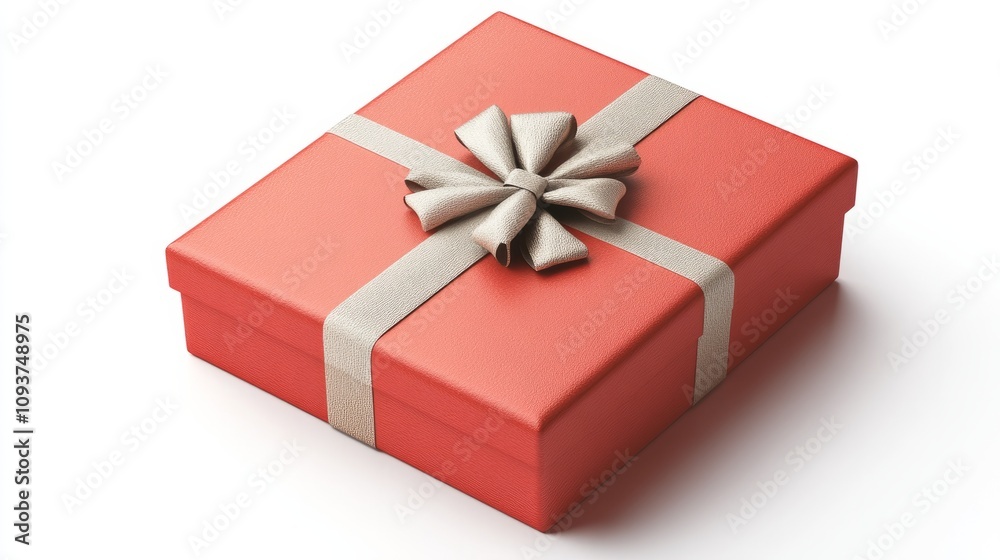 A rectangular gift box with a matte finish and detailed shadows, centered on a white background A rectangular gift box with a matte finish and detailed shadows, centered on a white background