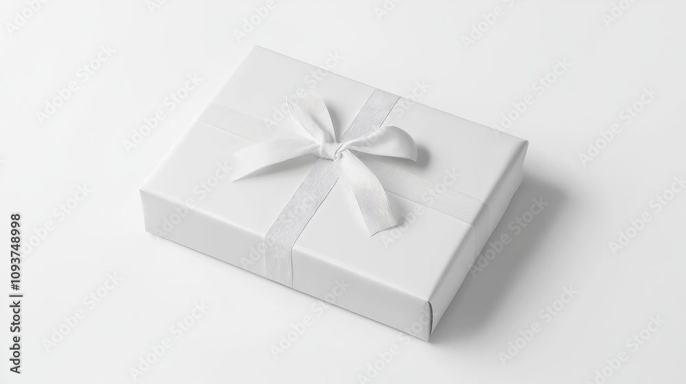 A rectangular gift box with a matte finish and detailed shadows, centered on a white background A rectangular gift box with a matte finish and detailed shadows, centered on a white background