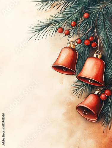 christmas bell with red ribbon