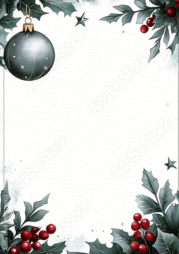christmas background with balls and fir branches white background