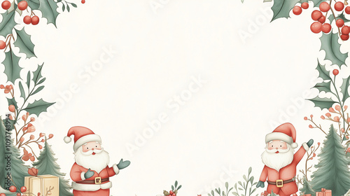 christmas frame with santa claus