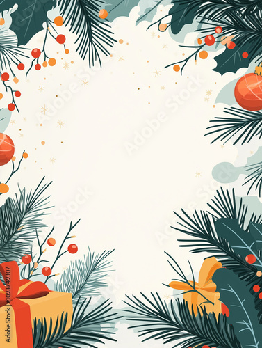 white christmas background with flowers and decor