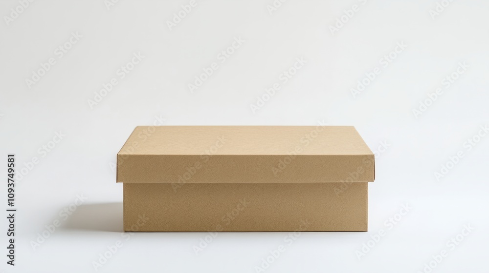 A rectangular kraft paper box with a soft matte finish, displayed neatly on a plain white surface A rectangular kraft paper box with a soft matte finish, displayed neatly on a plain white surface