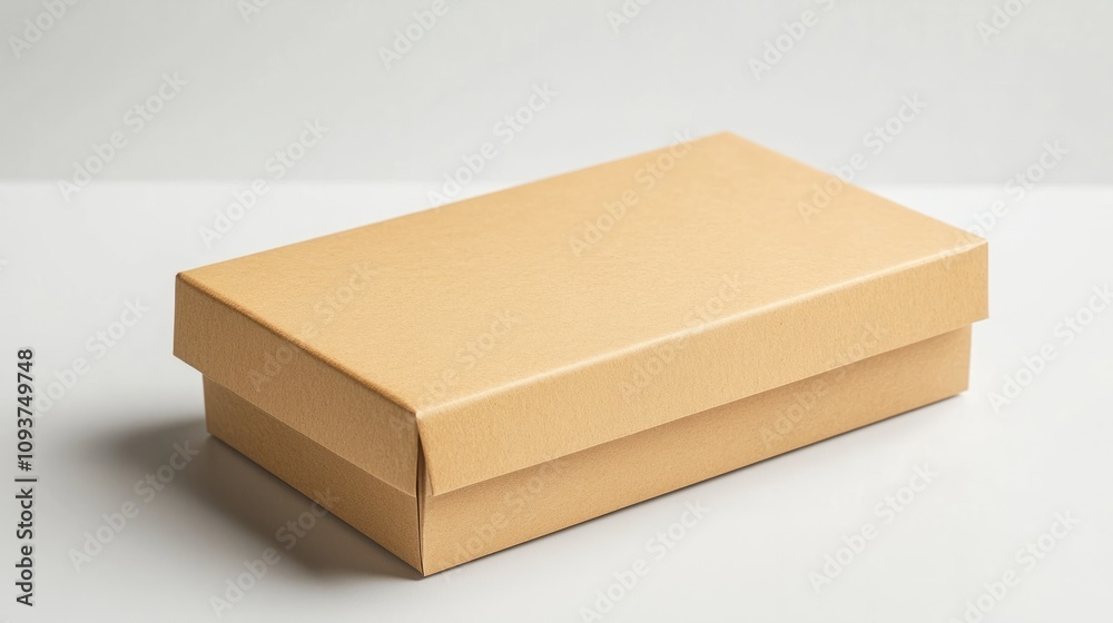 A rectangular kraft paper box with a soft matte finish, displayed neatly on a plain white surface A rectangular kraft paper box with a soft matte finish, displayed neatly on a plain white surface