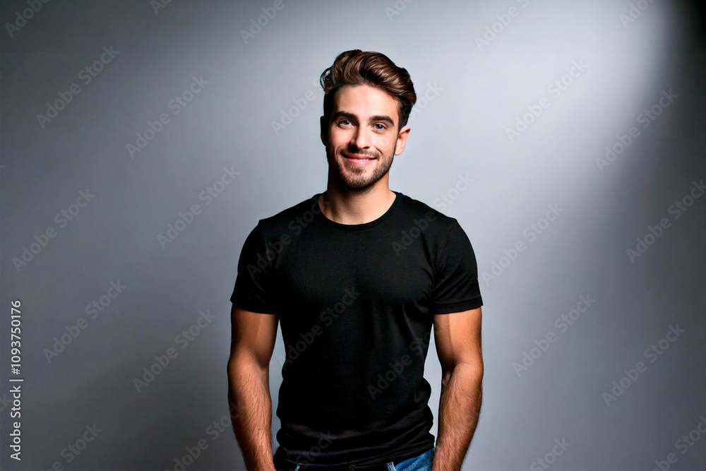 Smiling Man in Black T-Shirt Smiling Man in Black T-Shirt