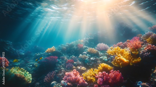 A colorful coral landscape in a tropical sea