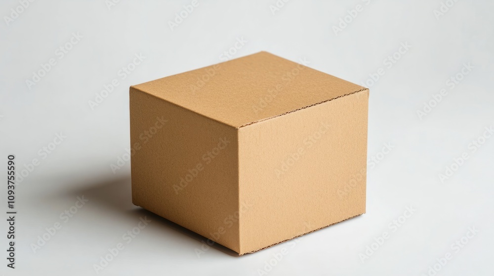 A small, foldable cardboard box with crisp edges and detailed texture, placed on a plain white background A small, foldable cardboard box with crisp edges and detailed texture, placed on a plain white background