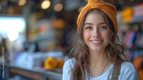 Wallpaper Mural Young Female Saleswoman Providing Excellent Customer Service Torontodigital.ca