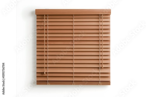 Venetian Blinds in Abachi Wood in a White Space – Modern Interior Design, Natural Materials, and Minimalist Home Decor