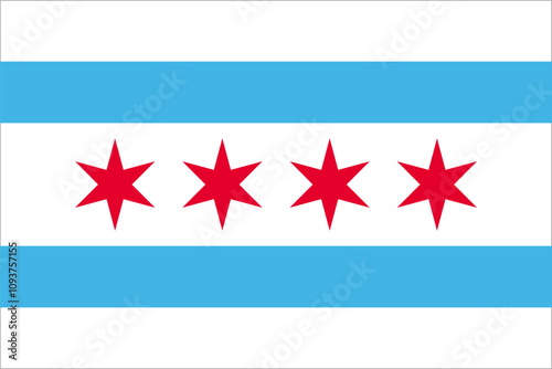 Flag of Chicago city, Illinois, US