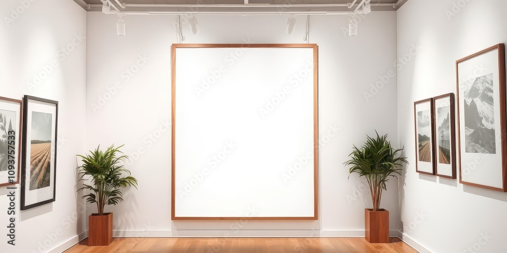 Hanging poster mockup with white frame on wooden wall, interior, white, wall Hanging poster mockup with white frame on wooden wall, interior, white, wall