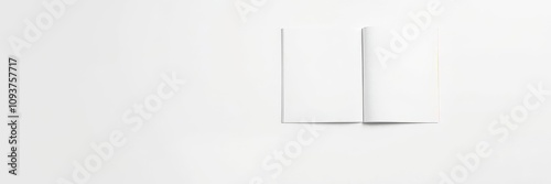 Magazine cover and open magazine mockup with blank pages on white background, white, pages, branding