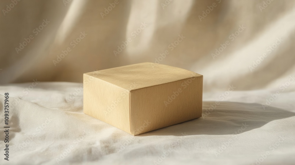 A small, textured kraft paper box, with detailed grain and clean folds, sitting on a plain white surface A small, textured kraft paper box, with detailed grain and clean folds, sitting on a plain white surface